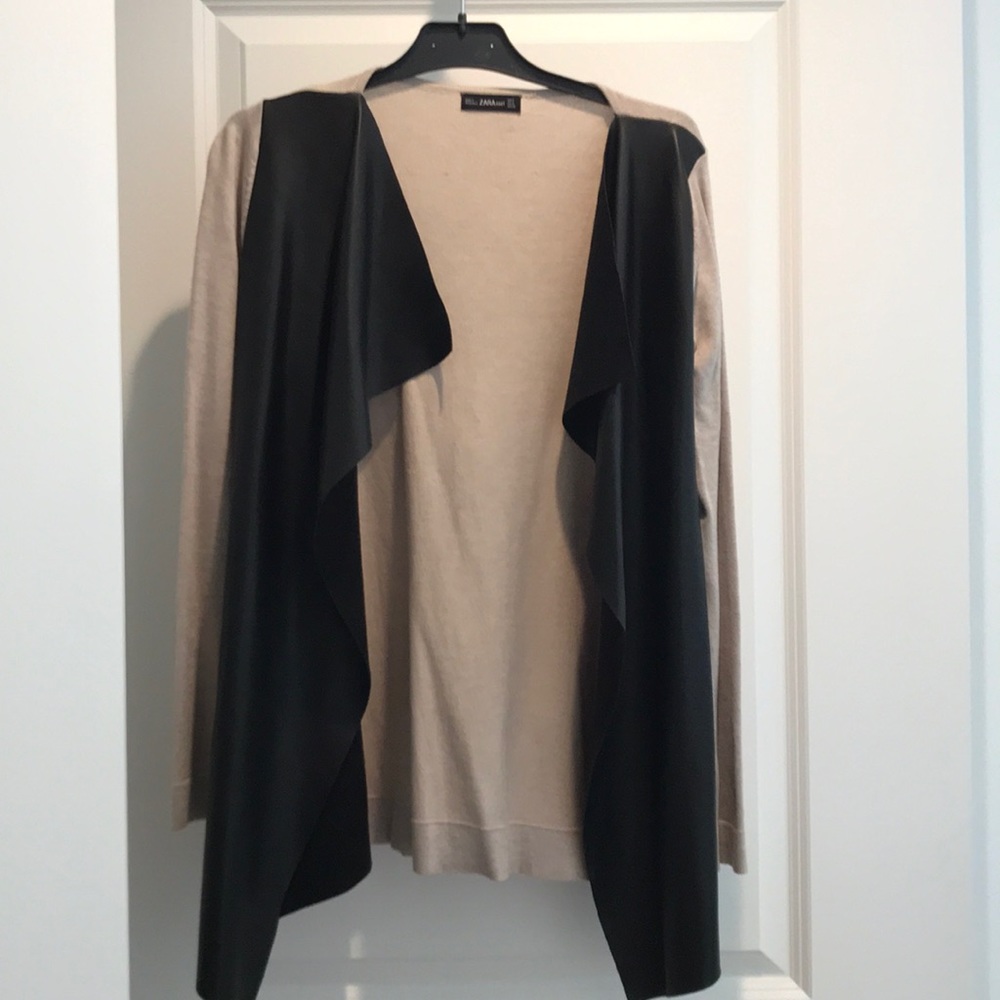 Faux leather and suede sweater